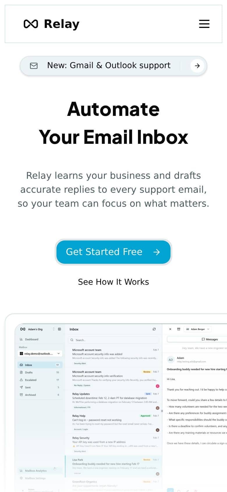Relay website on a phone
