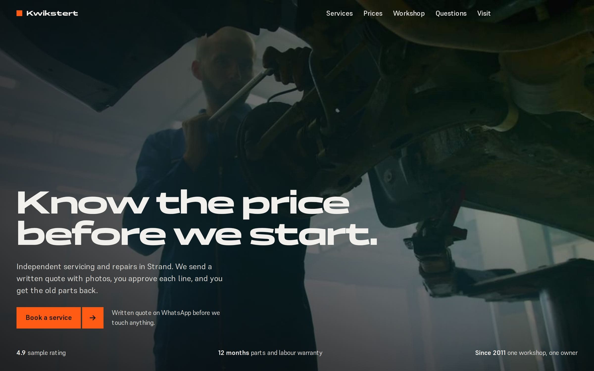 Kwikstert Motor Works's website on a laptop