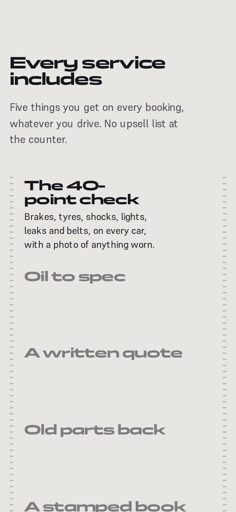 Kwikstert Motor Works's website on a phone, screen 2
